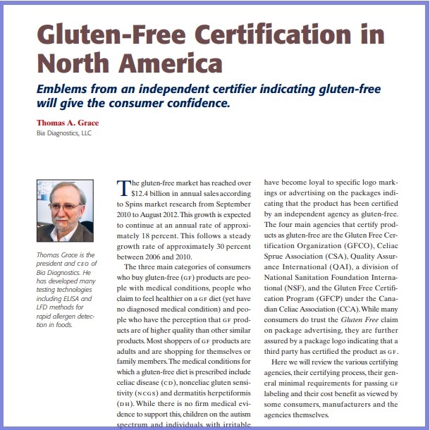 2013- Gluten-Free Certification - Paper