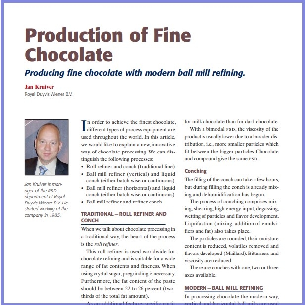 2013- Production Of Fine Chocolate- Paper