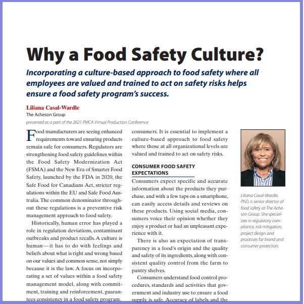 2021- Why A Food Safety Culture-Paper