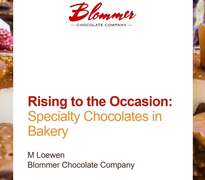 Product Description: Marie Loewen, Blommer Chocolate Company. Presented at the 2019 conference</br></br>The past few years have seen increasing crossover between confections, snacks and bakery. The prevalence of snacking at all times of day and the demand for new, innovative products to try has blurred the lines between candy and other categories. This trend demands an expanded tool set of product developers, as the chocolate needed for bakery has its own set of requirements that differ somewhat from typical confectionery specifications. This presentation will address how and when chocolate is incorporated into bakery items, discuss noteworthy ingredient interactions and identify the specifications of concern for various bakery applications.</br> 2019- Rising To The Occasion-Video