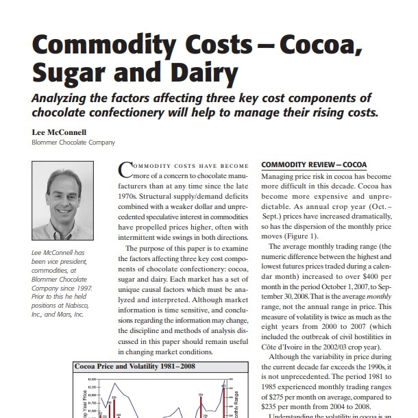 2009-Commodity Costs--Cocoa, Sugar and Dairy