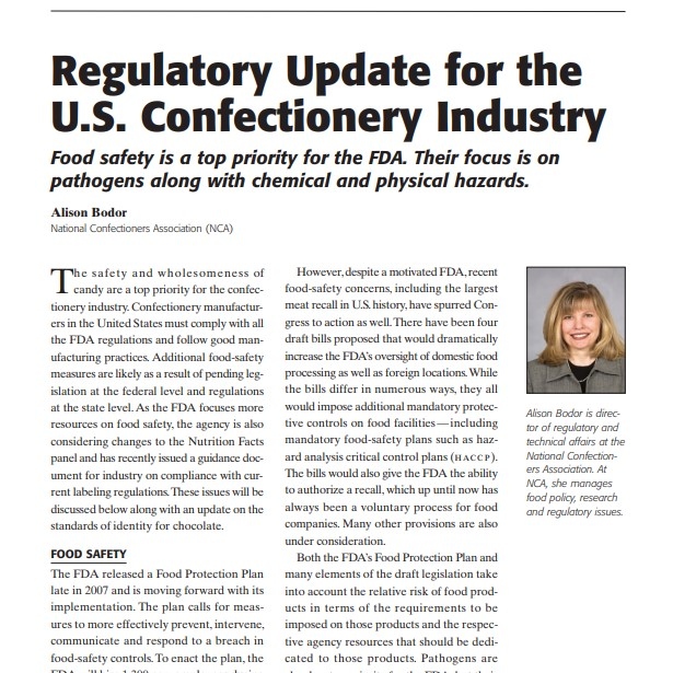 2008-Regulatory Update for the U.S. Confectionery 