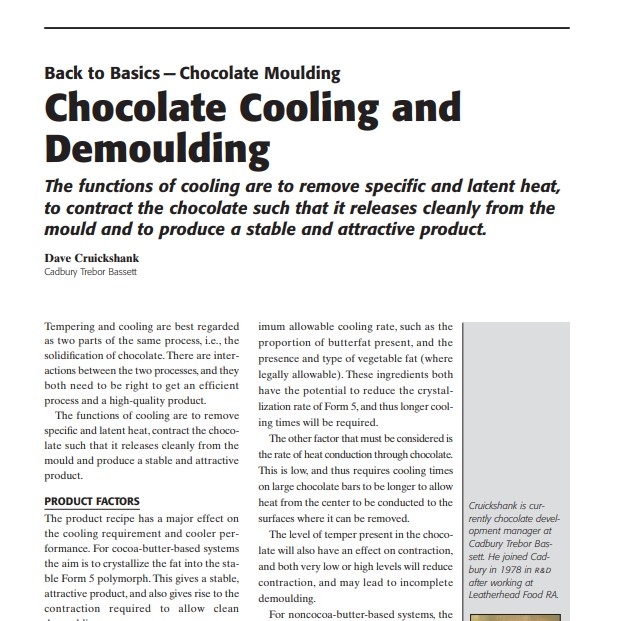2005-Chocolate Cooling and Demoulding