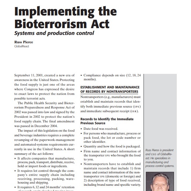 2005-Implementing the Bioterrorism Act