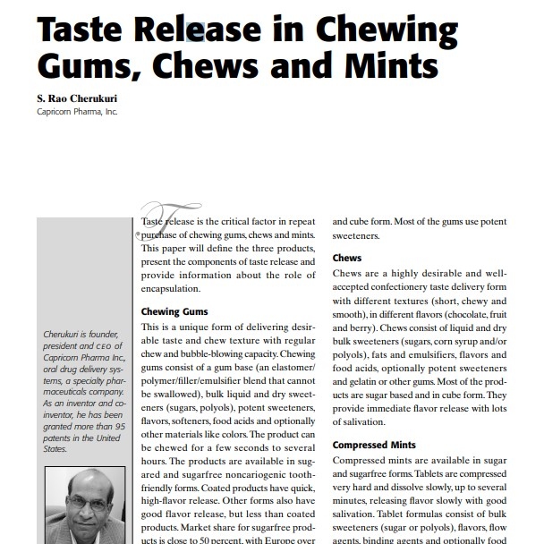 2004-Taste Release in Chewing Gums, Chews and Mint