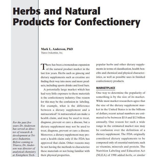 2001-Herbs and Natural Products for Confectionery