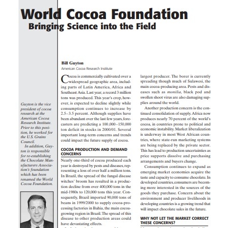 2001-World Cocoa Foundation Bringing Science into 