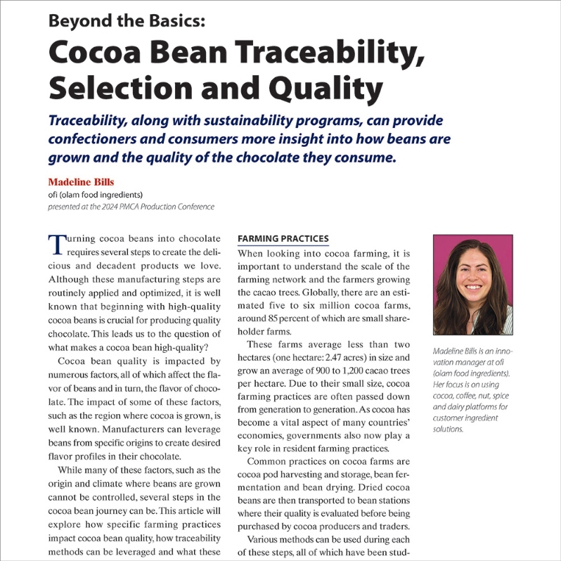 Product Description: Conference 2024 Paper</br></br>Author: Madeline Bills, ofi</br></br>Turning cocoa beans into chocolate requires several steps to create the delicious and decadent products we love. Although these manufacturing steps are routinely applied and optimized, it is well known that beginning with high-quality cocoa beans is crucial for producing quality chocolate. This leads us to the question of what makes a cocoa bean high-quality?</br> 2024-Bean Traceability, Selection & Quality-Paper
